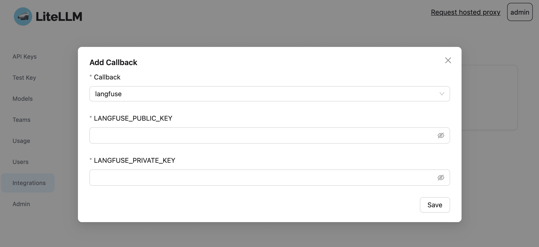 Set Langfuse as callback in Proxy
UI